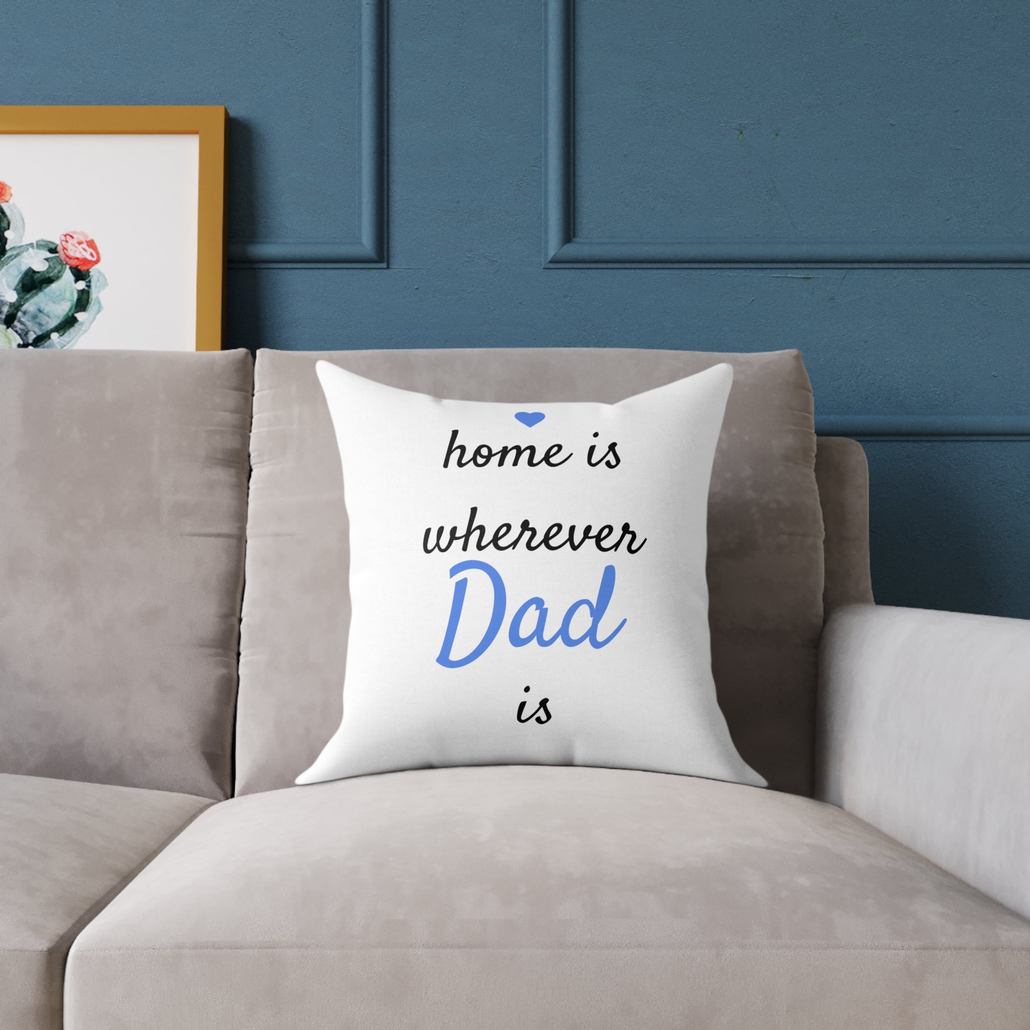 Personalized Throw Pillow – Home Is Wherever [Name] Is (Blue)