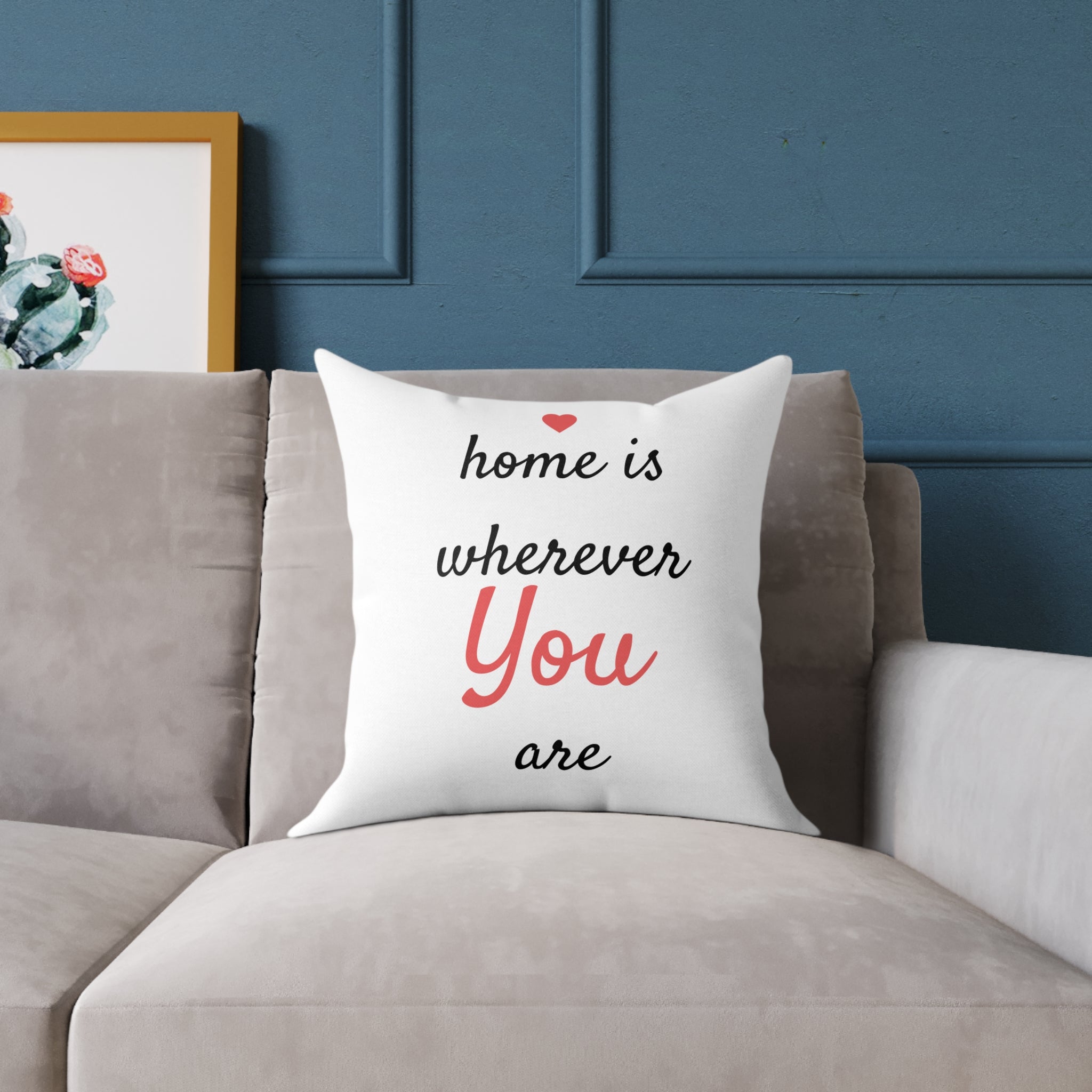 Personalized Throw Pillow – Home Is Wherever [Name] Is (Pink)